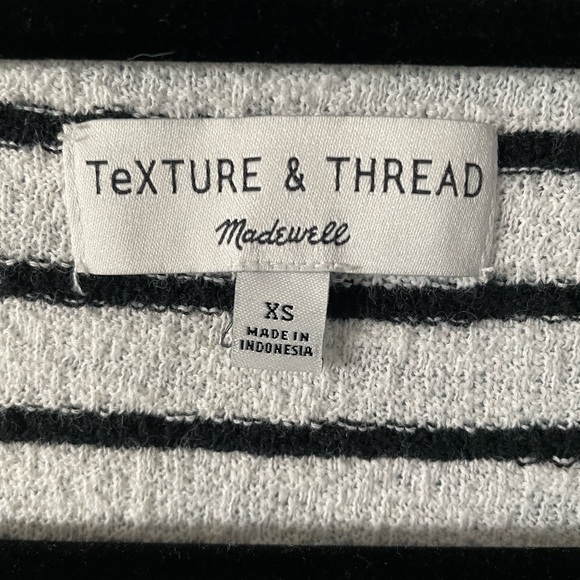 Texture And Thread Madewell Striped Cotton Tie Front Shirt, White and Black - Picture 3 of 4